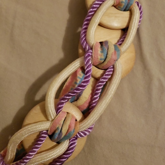 VTG Pastel Rope & Wood Disc Belt - Picture 3 of 6
